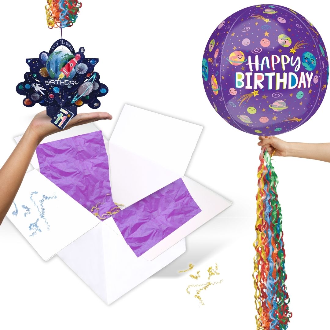 Boys 11th Birthday Pop Up Card & Floating Balloon In A Box Surprise