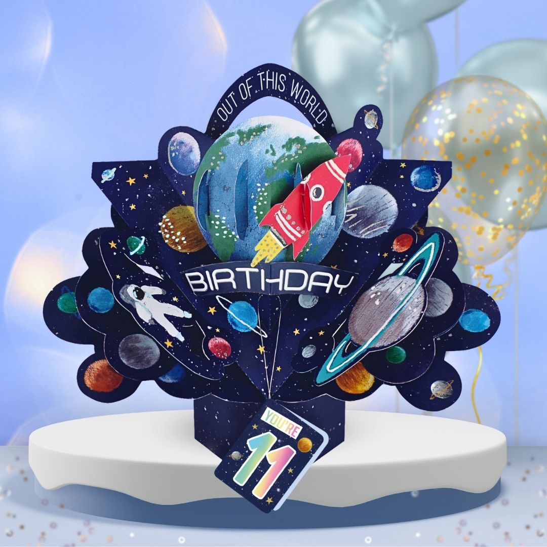 Boys 11th Birthday Pop Up Card & Floating Balloon In A Box Surprise