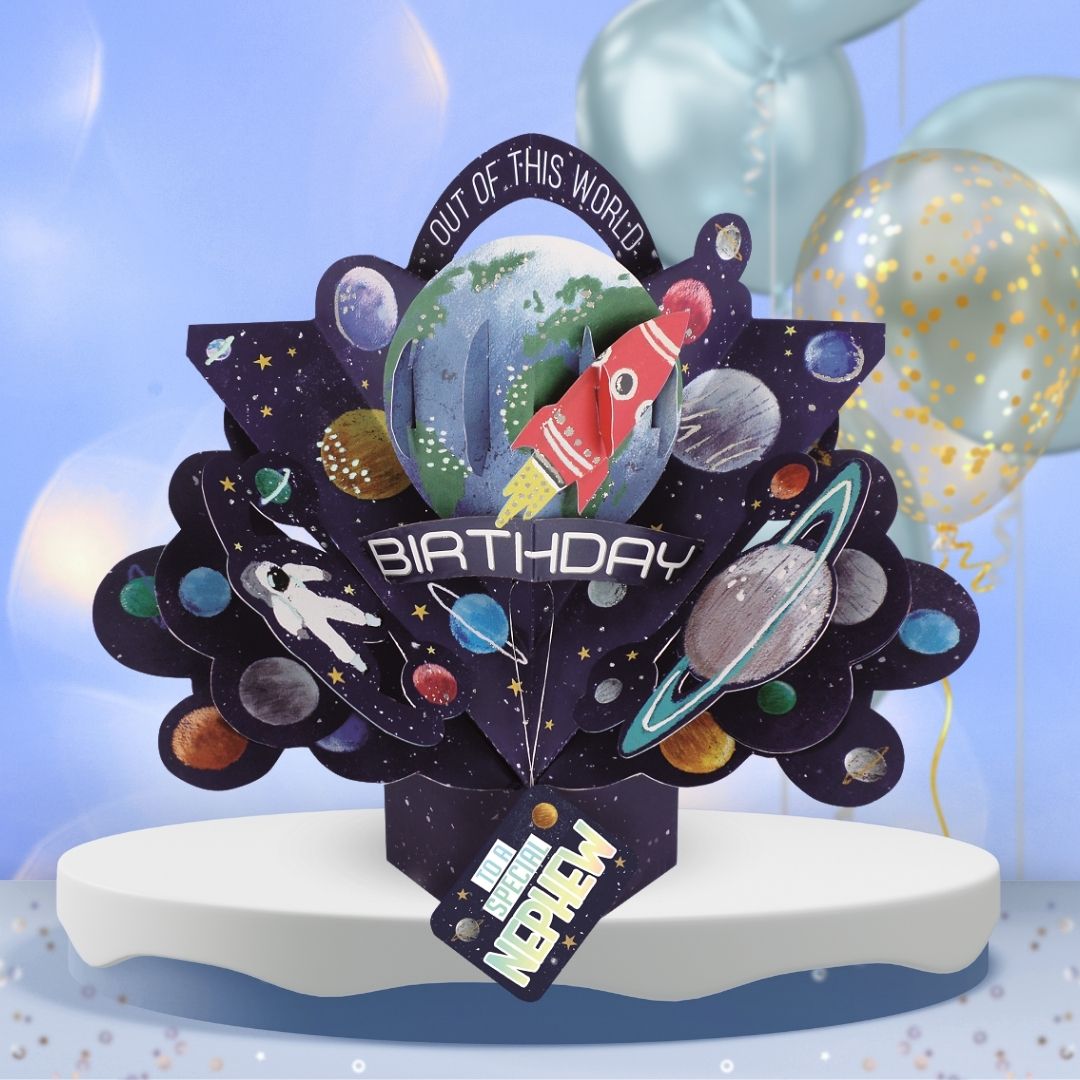 Nephew Birthday Space Pop Up Card & Floating Balloon In A Box Surprise