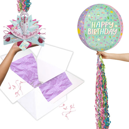 Girls 7th Birthday Pop Up Card & Floating Balloon In A Box Surprise