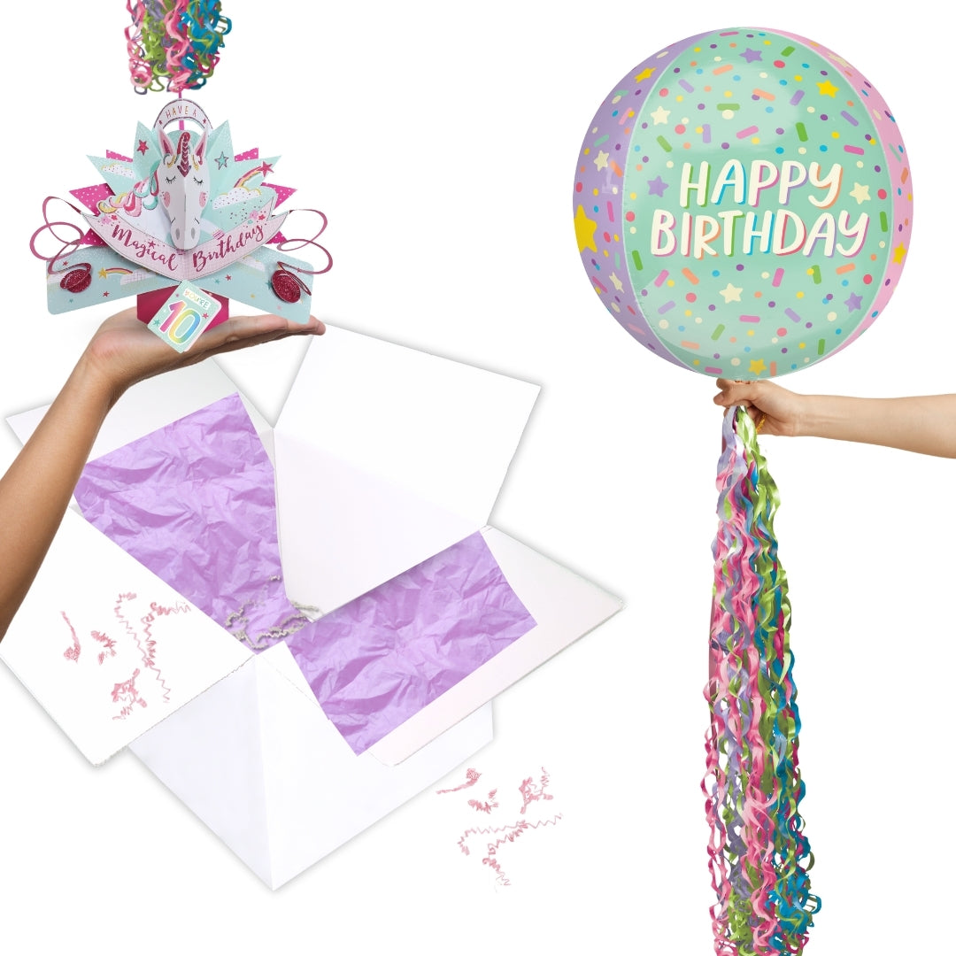 Girls 10th Birthday Pop Up Card & Floating Balloon In A Box Surprise