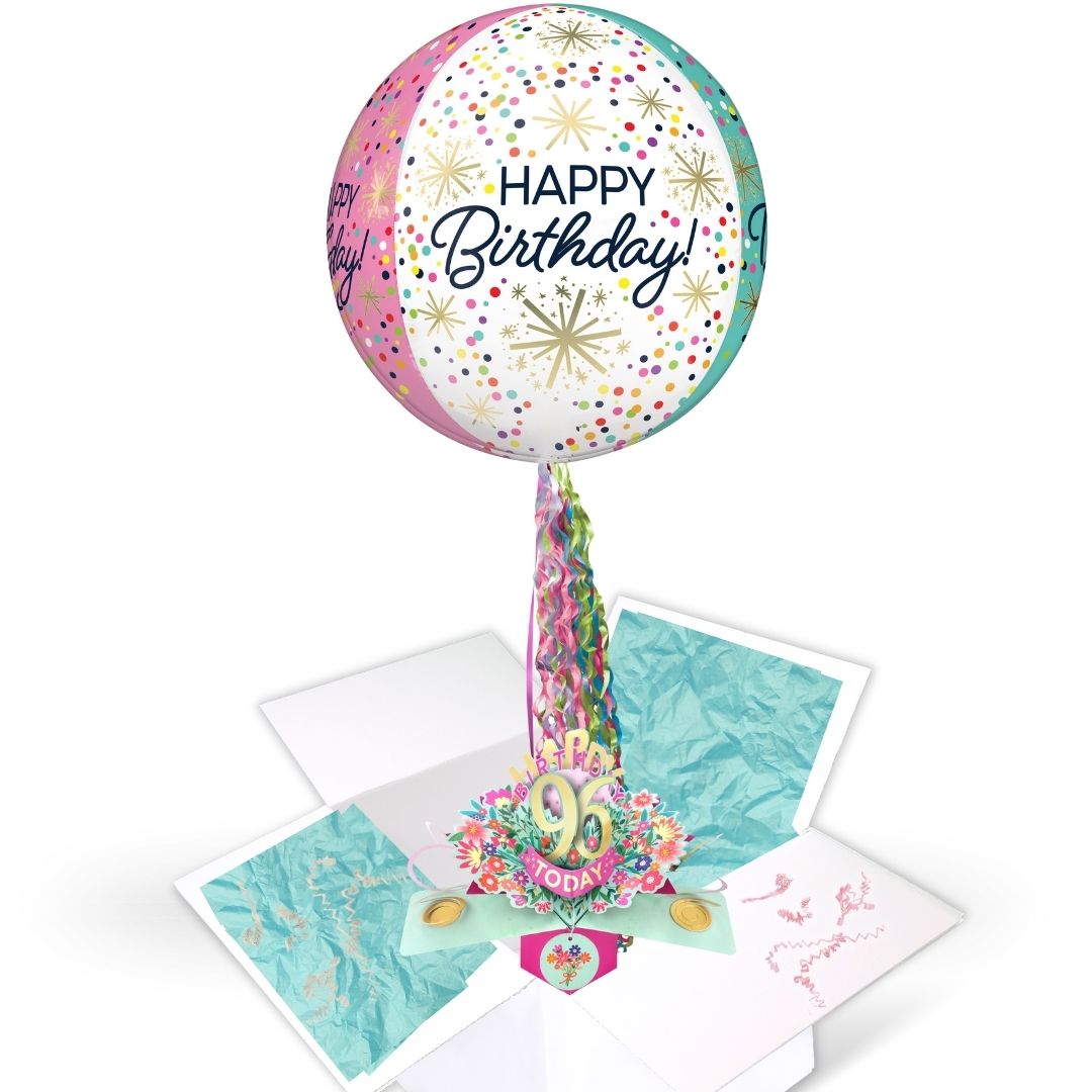 Any Birthday Pop Up Card & Floating Balloon In A Box Surprise For Her