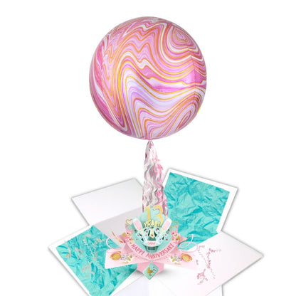 1 To 80' Years Happy 'Every Milestone' Anniversary Pop Up Card & Floating Balloon In A Box Surprise