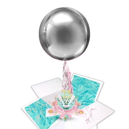 1 To 80' Years Happy 'Every Milestone' Anniversary Pop Up Card & Floating Balloon In A Box Surprise