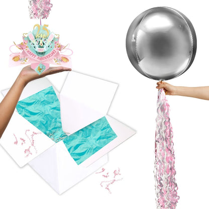 25 Years Happy 25th Anniversary Pop Up Card & Floating Balloon In A Box Surprise