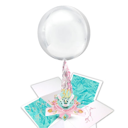 1 To 80' Years Happy 'Every Milestone' Anniversary Pop Up Card & Floating Balloon In A Box Surprise