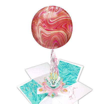 1 To 80' Years Happy 'Every Milestone' Anniversary Pop Up Card & Floating Balloon In A Box Surprise