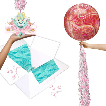 40 Years Happy 40th Anniversary Pop Up Card & Floating Balloon In A Box Surprise