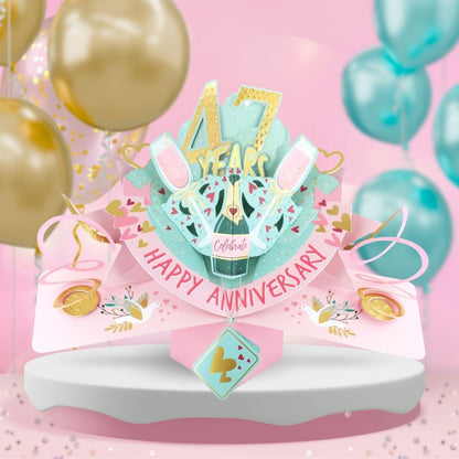 47 Years Happy 47th Anniversary Pop Up Card & Floating Balloon In A Box Surprise