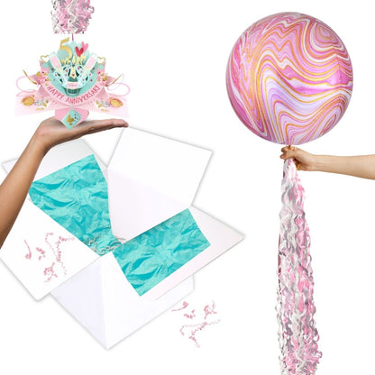 5 Years Happy 5th Anniversary Pop Up Card & Floating Balloon In A Box Surprise