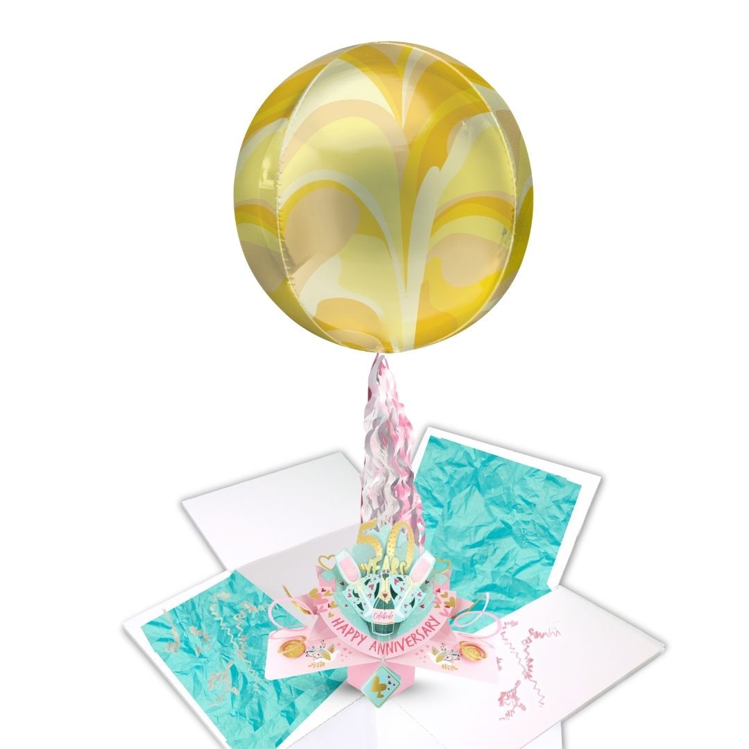 50 Years Happy 50th Anniversary Pop Up Card & Floating Balloon In A Box Surprise