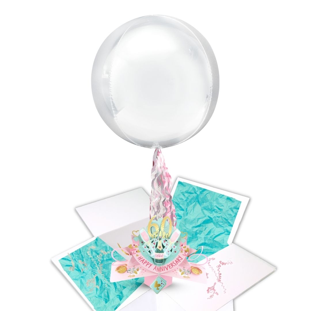 1 To 80' Years Happy 'Every Milestone' Anniversary Pop Up Card & Floating Balloon In A Box Surprise