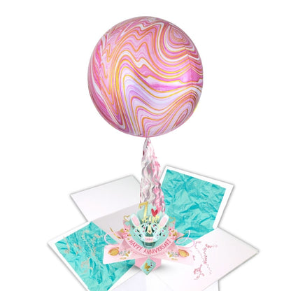 1 To 80' Years Happy 'Every Milestone' Anniversary Pop Up Card & Floating Balloon In A Box Surprise