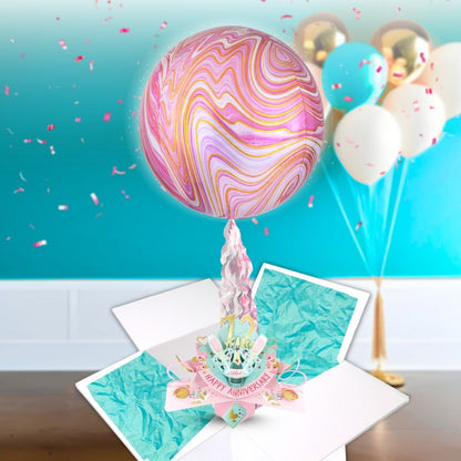 72 Years Happy 72nd Anniversary Pop Up Card & Floating Balloon In A Box Surprise