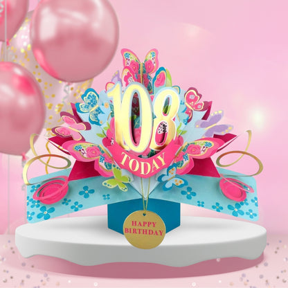 108th Birthday Pop Up Card & Floating Balloon In A Box Surprise Gift