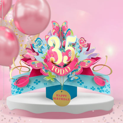 35th Birthday Pop Up Card & Floating Balloon In A Box Surprise Gift