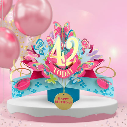 42nd Birthday Pop Up Card & Floating Balloon In A Box Surprise Gift