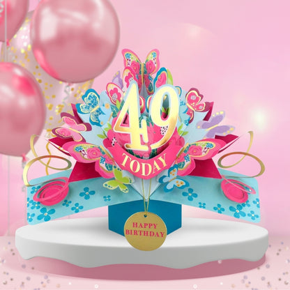 49th Birthday Pop Up Card & Floating Balloon In A Box Surprise Gift