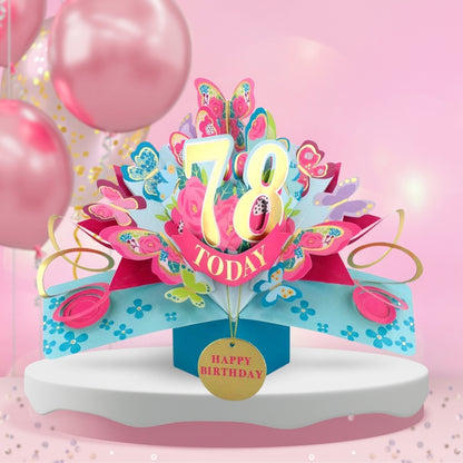 78th Birthday Pop Up Card & Floating Balloon In A Box Surprise Gift