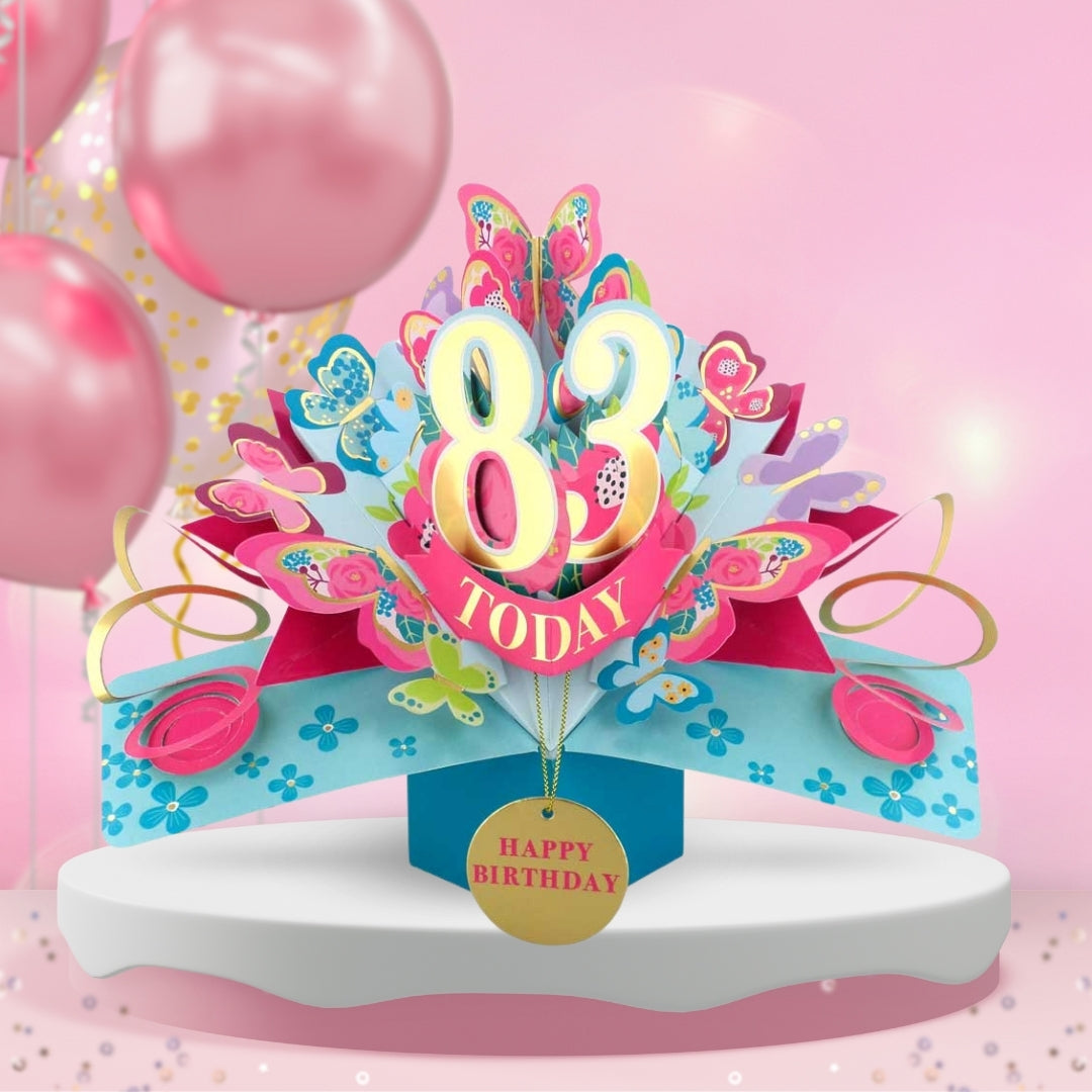 83rd Birthday Pop Up Card & Floating Balloon In A Box Surprise Gift