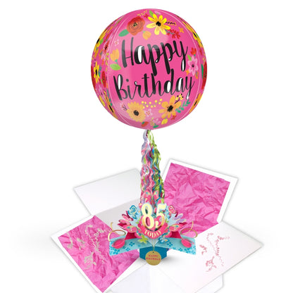 85th Birthday Pop Up Card & Floating Balloon In A Box Surprise Gift