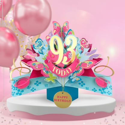93rd Birthday Pop Up Card & Floating Balloon In A Box Surprise Gift