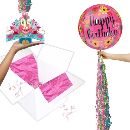 95th Birthday Pop Up Card & Floating Balloon In A Box Surprise Gift