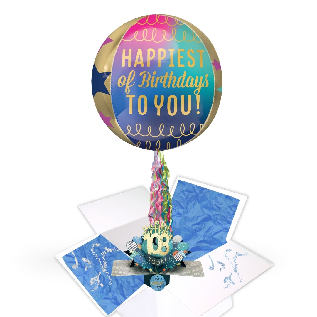 108th Birthday Pop Up Card & Floating Balloon In A Box Surprise Gift