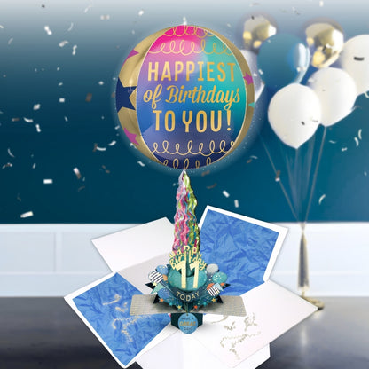 11th Birthday Pop Up Card & Floating Balloon In A Box Surprise Gift