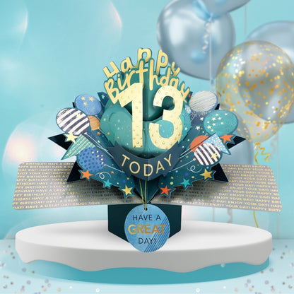 13th Birthday Pop Up Card & Floating Balloon In A Box Surprise Gift
