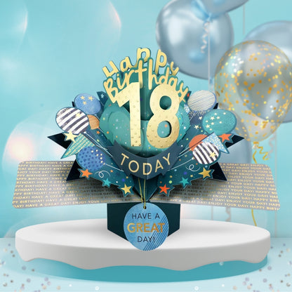 18th Birthday Pop Up Card & Floating Balloon In A Box Surprise Gift