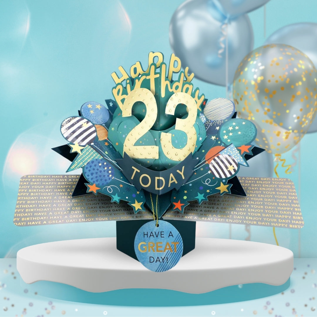 23rd Birthday Pop Up Card & Floating Balloon In A Box Surprise Gift