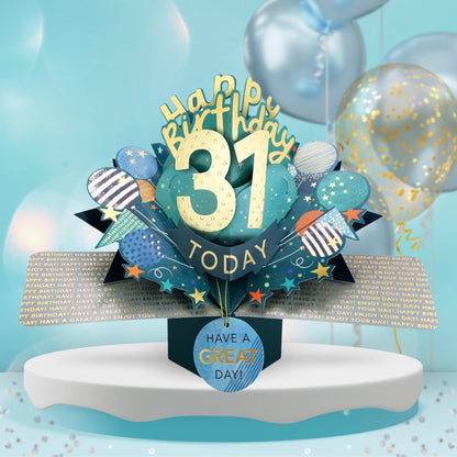 31st Birthday Pop Up Card & Floating Balloon In A Box Surprise Gift