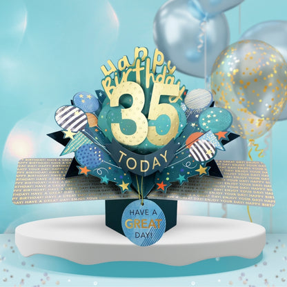 35th Birthday Pop Up Card & Floating Balloon In A Box Surprise Gift