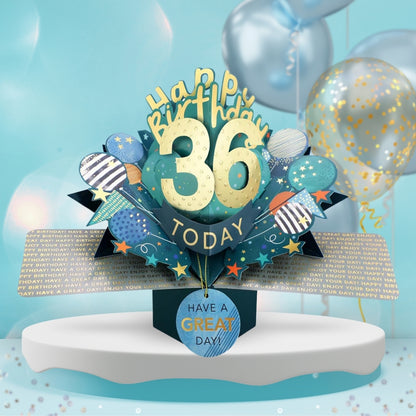 36th Birthday Pop Up Card & Floating Balloon In A Box Surprise Gift