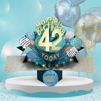 42nd Birthday Pop Up Card & Floating Balloon In A Box Surprise Gift