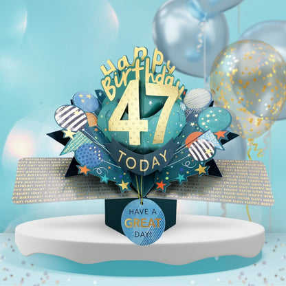 47th Birthday Pop Up Card & Floating Balloon In A Box Surprise Gift