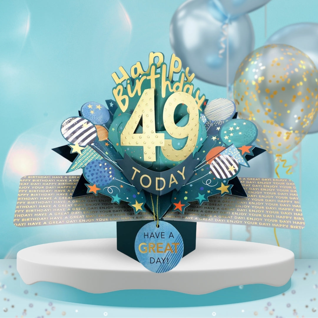 49th Birthday Pop Up Card & Floating Balloon In A Box Surprise Gift