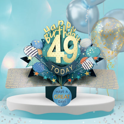 49th Birthday Pop Up Card & Floating Balloon In A Box Surprise Gift