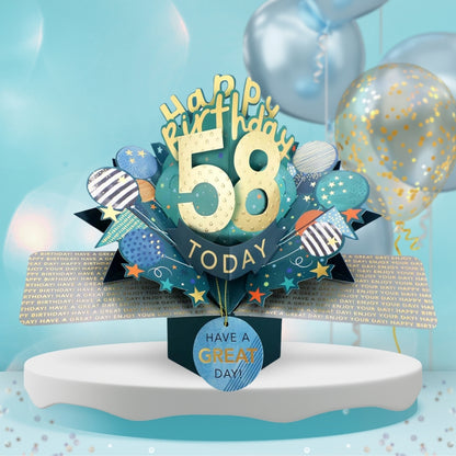 58th Birthday Pop Up Card & Floating Balloon In A Box Surprise Gift