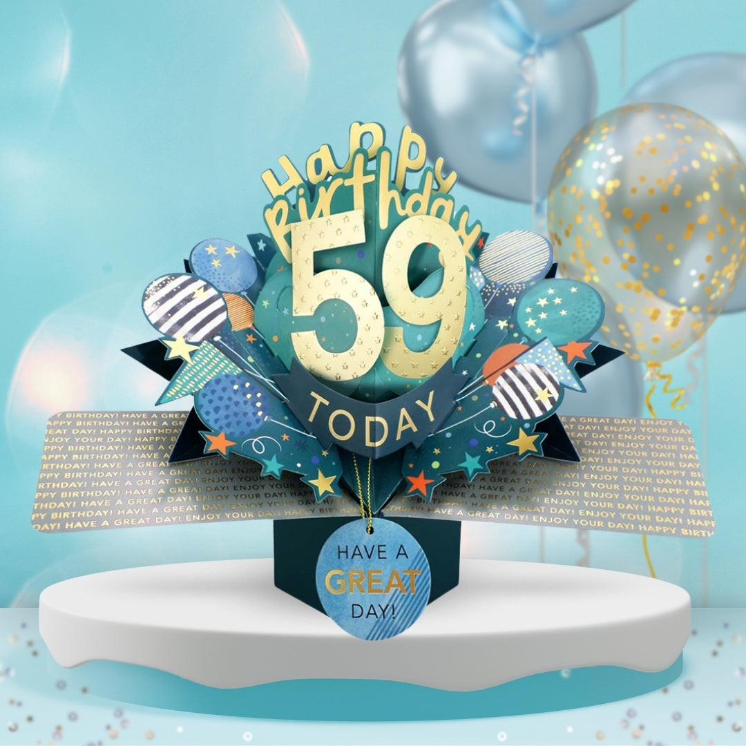59th Birthday Pop Up Card & Floating Balloon In A Box Surprise Gift