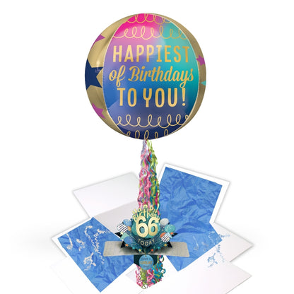 Any Age Birthday Pop Up Card & Floating Balloon In A Box Surprise