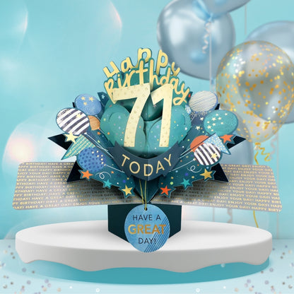 71st Birthday Pop Up Card & Floating Balloon In A Box Surprise Gift