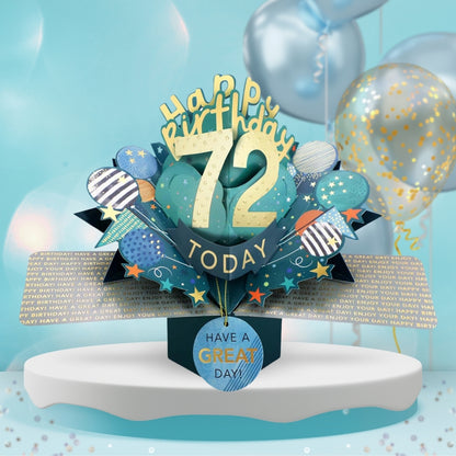 72nd Birthday Pop Up Card & Floating Balloon In A Box Surprise Gift