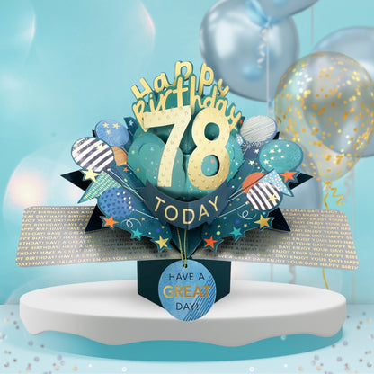78th Birthday Pop Up Card & Floating Balloon In A Box Surprise Gift