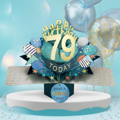 79th Birthday Pop Up Card & Floating Balloon In A Box Surprise Gift