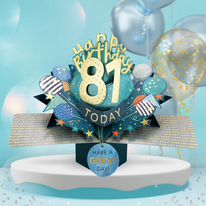 81st Birthday Pop Up Card & Floating Balloon In A Box Surprise Gift