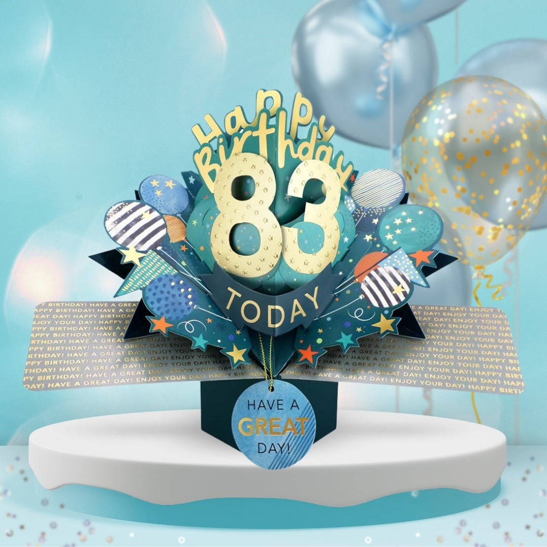83rd Birthday Pop Up Card & Floating Balloon In A Box Surprise Gift