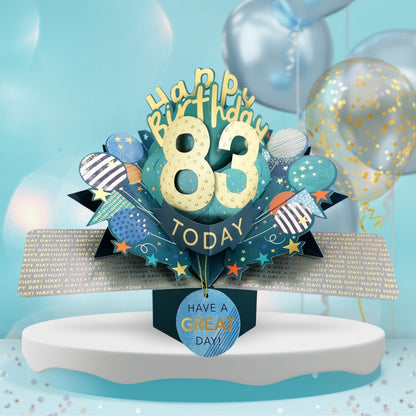 83rd Birthday Pop Up Card & Floating Balloon In A Box Surprise Gift
