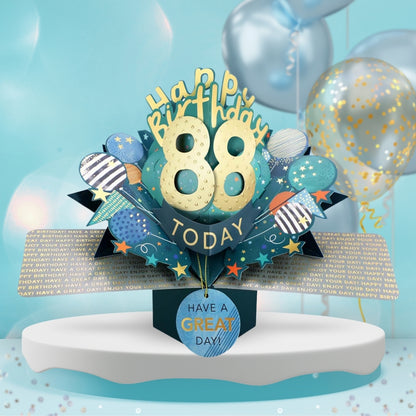 88th Birthday Pop Up Card & Floating Balloon In A Box Surprise Gift